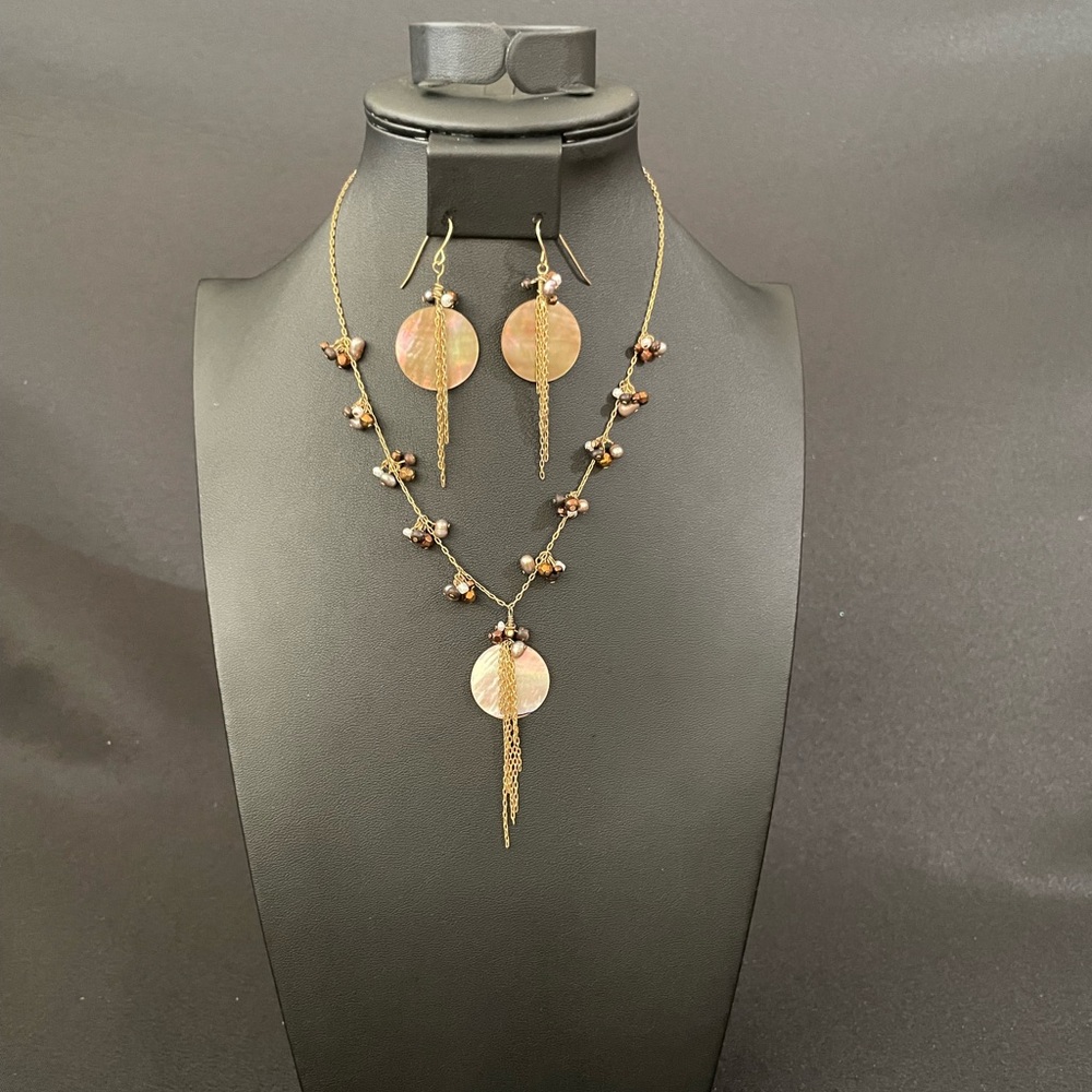 Pearl and Beaded Necklace and Earring Set from The Limited